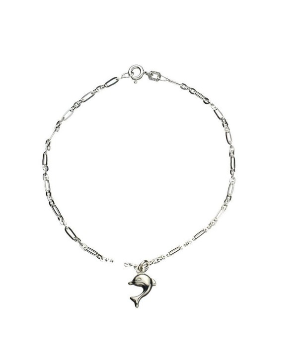 Sterling Silver Dolphin Charm Anklet Italy - CT128V8GNNR