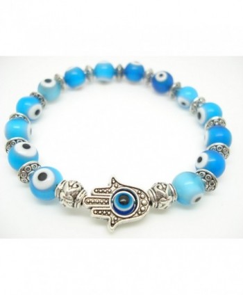 8mm Ocean Blue Turkey Evil Eye Protection Bracelet Hamsa Hand Sold 1pc - CZ11GT2OS71