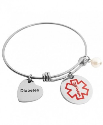 ALoveSoul Medical Alert Bracelet - Stainless Steel Diabetic Alert Bracelet For Women Expandable Bangle - CP185N98A4D