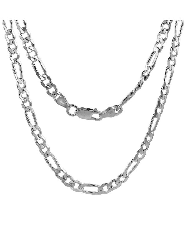 Sterling Silver 1mm - 9mm Figaro Chain Necklace Beveled Edges Nickel Free Italy - CP112HFEUXB