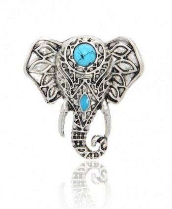 Cyntan Vintage Elephant Pendent Necklace Animal Ring Jewelry For Women Silver Tone - Ring - CP1868SZOY2