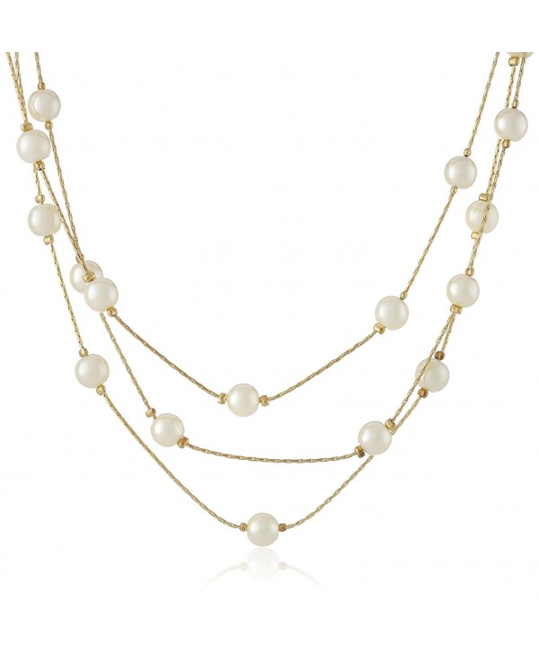Signature 1928 "Collection" Adjustable Strandage Necklace- 16" - Gold-Tone/White Pearl - C611J75FBOL