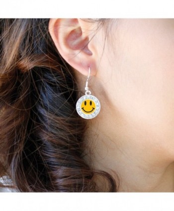 Smiley Circle Earrings Crystal Rhinestones in Women's Drop & Dangle Earrings