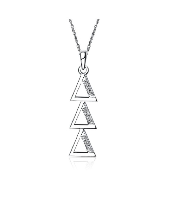Delta Delta Delta Vertical Silver Necklace with a 18" Silver Chain (DDD-P001) - CZ11ILZ10SJ