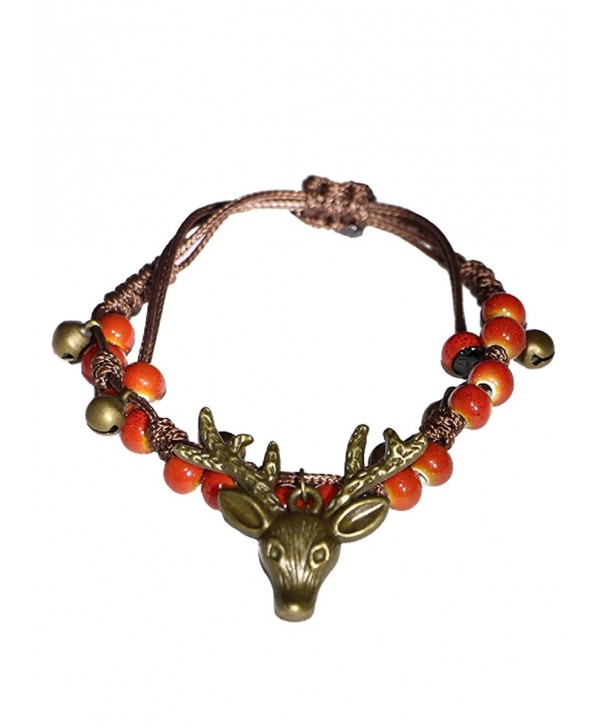 KF porcelain Handcrafted porcelain beads & reindeer strand bracelet - Red - CE187ESILR7