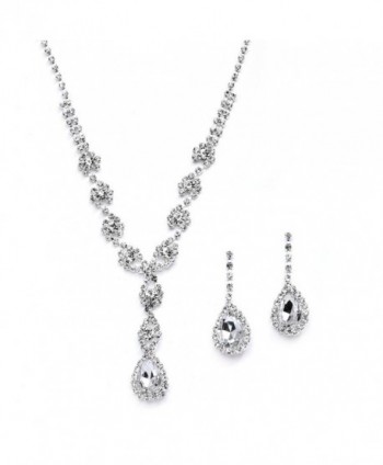 Mariell Sparkling Clear Rhinestone Necklace and Earrings Set for Proms- Bridesmaid's Gifts and Weddings - CY12FVEFOL1