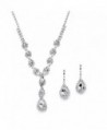 Mariell Sparkling Clear Rhinestone Necklace and Earrings Set for Proms- Bridesmaid's Gifts and Weddings - CY12FVEFOL1