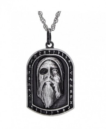 Woogge Pendant Allfather Necklace Scandinavian - Antique Tin(Odin Allfather) - CC1888KYEY8