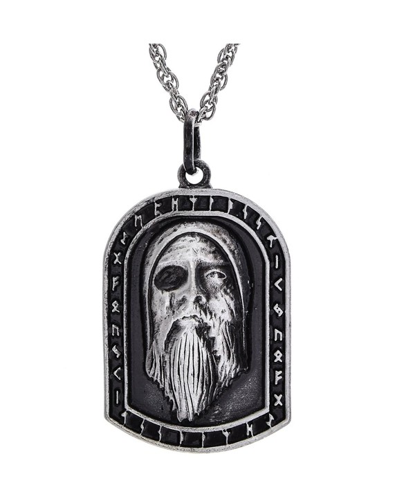 Woogge Pendant Allfather Necklace Scandinavian - Antique Tin(Odin Allfather) - CC1888KYEY8