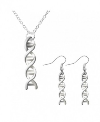 Godyce Dna Serotonin Necklace and Earrings Women Jewelry - Silver Plated With Gift Box - C112K8ZP0AR