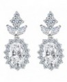 EVER FAITH Full Cubic Zirconia Oval Sunflower Wedding Dangle Earrings Clear Silver-Tone - CI186HOZI4W