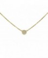 Tiny CZ Pave Disk Circle Necklace .925 Sterling Silver Gold Tone Finish Adjustable Chain 16" - 18" - CT11Q0XYL8Z