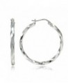 Hoops & Loops Sterling Silver 2mm Twist Medium Round Hoop Earrings - CB12CMU5ZYD