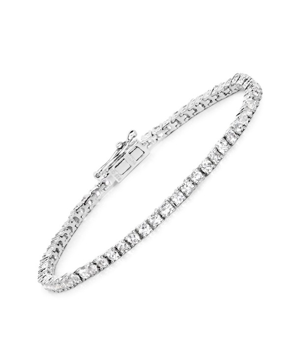 4.46 Carat Genuine White Topaz .925 Sterling Silver Bracelet - C1183CYXD7Y