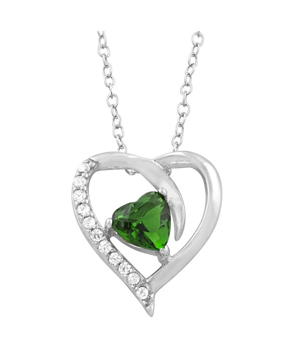 Sterling Silver Cubic Zirconia Birthstone Heart Necklace (18 inch) - CT11EFOKCLL