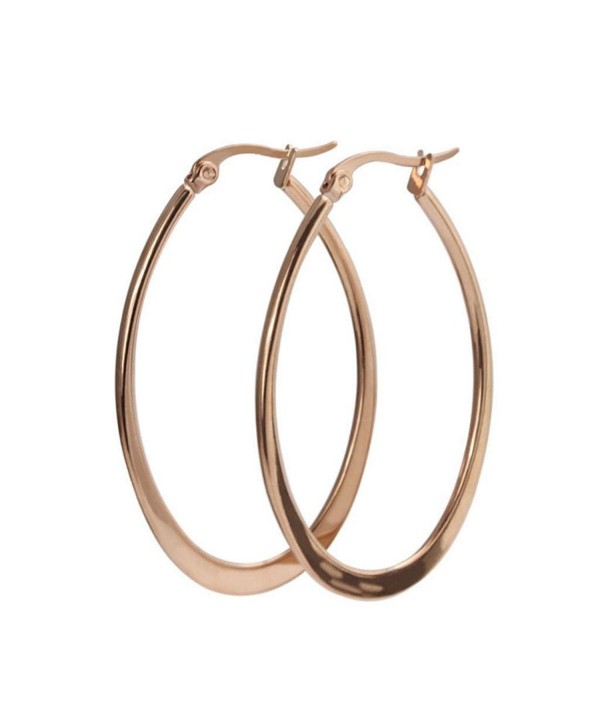 AmDxd Jewelry Titanium Stainless Steel Women's Fashion Hoop Earrings Circle Shape Rose Golden Width 29.8MM - C611MULG9Q3