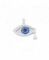 Sterling Silver Evil Eye Pendant Set with Cubic Zirconia- and a Dangling Tear-drop Accent - CN11BSVUSOF