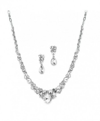 Mariell Glamorous Clear Crystal Wedding- Prom- Bridesmaids or Mother of Bride Necklace and Earrings Set - CN121O5FPFB