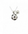 Custom Crystal Soccer Ball Silver Chain Necklace Choose Initial Charm All 26 - CC12MYBZQAY