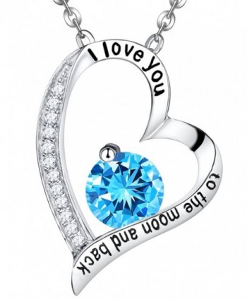 Birthday Aquamarine Swarovski Necklace Sterling - Aquamarine Heart Necklace - CP12NA2RFFD
