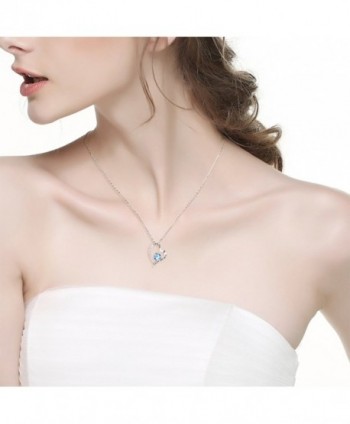 Birthday Aquamarine Swarovski Necklace Sterling in Women's Pendants