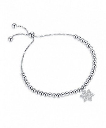 Edelweiss Adjustable Bangle Bracelets Charm Bracelet With Snowflake - Valentine's Day Gifts - SILVER - CY1888CZE9L