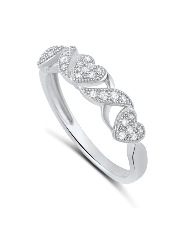 Sterling Silver Cz Thin XO Heart Stackable Ring (Size 4 - 9) - CW12BLQ8UUZ