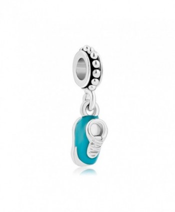 LovelyJewelry Baby Blue Shoe Charm Dangle Beads For Bracelet - CO11TC1FNJX