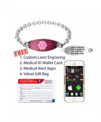 Divoti Engraved Blooming Stainless Pink 7 0 in Women's ID Bracelets