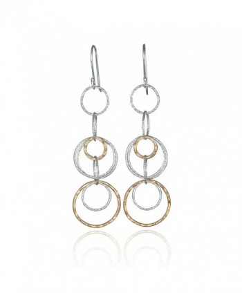 Two Tone Interlinked Circles Dangle Earrings 925 Sterling Silver and 14k Gold Filled Multi Hoop Earring - C812OD46M30