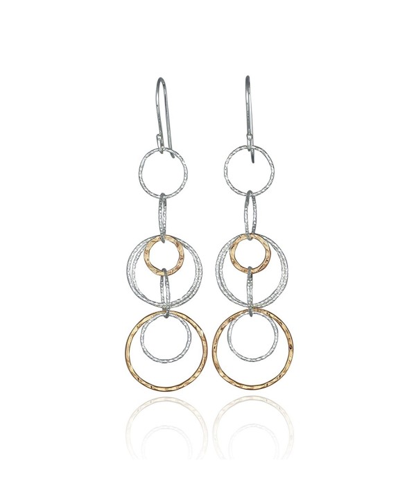 Two Tone Interlinked Circles Dangle Earrings 925 Sterling Silver and 14k Gold Filled Multi Hoop Earring - C812OD46M30