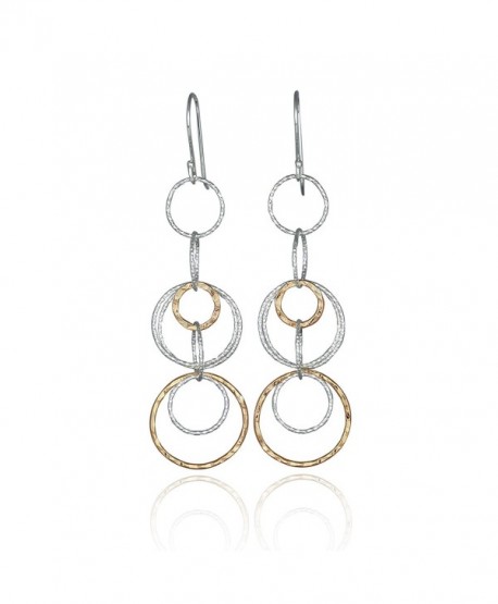 Two Tone Interlinked Circles Dangle Earrings 925 Sterling Silver and 14k Gold Filled Multi Hoop Earring - C812OD46M30