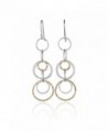 Two Tone Interlinked Circles Dangle Earrings 925 Sterling Silver and 14k Gold Filled Multi Hoop Earring - C812OD46M30