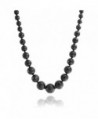 Bling Jewelry Silver Plated faceted Onyx Grey Bead Necklace 20 Inches - CB11EIKMWKV