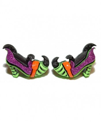 Colorful Glittery Halloween Witch's Shoes Stud Earrings (H137) - CY1825DNQHS