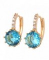 GULICX Yellow Gold Tone Acquamarine Color Crystal love Earrings Women Charm Earrings Hoop - CO11XRH7S91