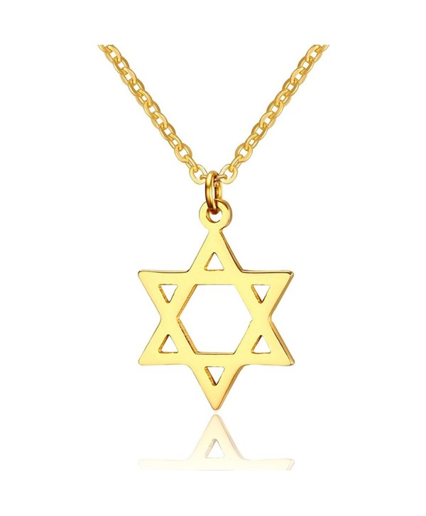 Yolanda Dainty Gold Jewish Star of David Pendant Necklace for Women Stainless Steel Jewelry - CY184UZRE5G