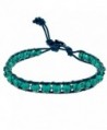 SWEETIE 8 Women's Faceted Color Crystal Leather Wrap Bracelet- Single Wrap- 6mm/bead - Teal - CK125N1EHQ5