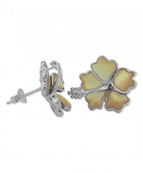 Sterling Silver Mother Of Pearl Hibiscus Earrings - CF126JJIHOX