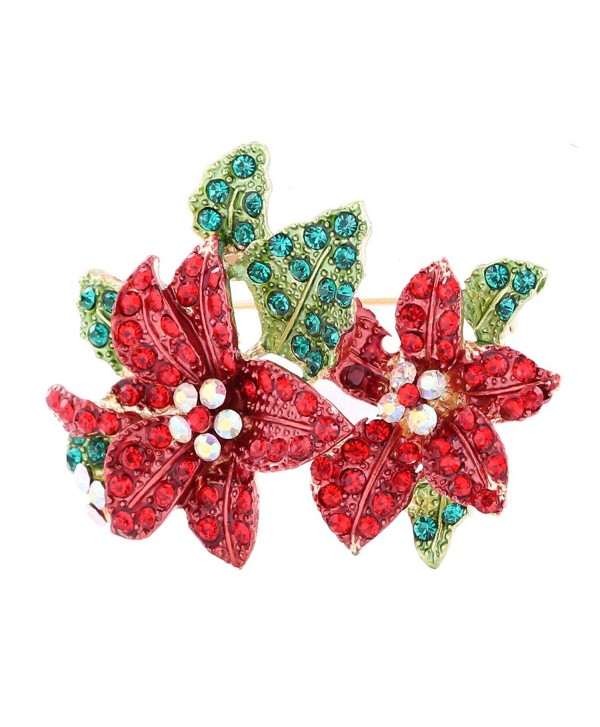 Boderier Christmas Xmas Holiday Snowflake Sled Snowman Brooches Pin Jewelry Gift - Flower - CA187MR4HDO