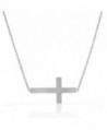 Stainless Steel Silver-tone Womens Sideways Cross Pendant Necklace - CE11DND7YMP