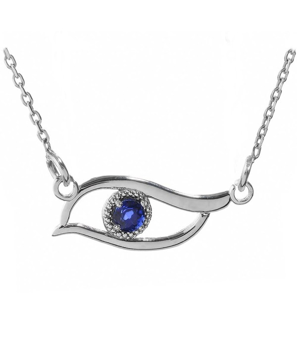 Fine 925 Sterling Silver Blue-Colored CZ Stone Evil Eye Pendant Necklace - C1122MAIOWR