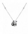EVER FAITH 925 Sterling Silver Pave Cubic Zirconia Cute Panda Animal Pendant Necklace Clear w/ Black - CX127MPSOXR