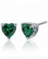 1.50 Carats Simulated Emerald Heart Shape Stud Earrings Sterling Silver - C612N42RUUH