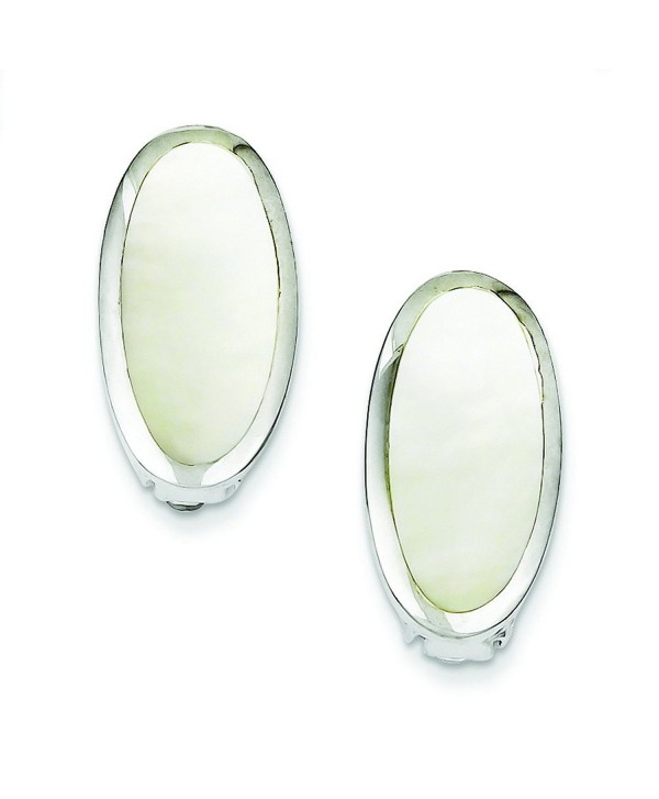 Sterling Silver Oval Mother Of Pearl Inlay Non-Pierced Earrings - CW11572A0YN