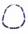 Womens Lapis Lazuli & Sterling Silver Ladies Beaded Gemstone Anklet with Daisies - CL11CTHKORN
