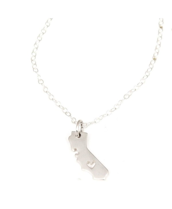 California State Necklace with Heart - Sterling Silver- 18"- by Wild Moonstone - CT186DYNWCT