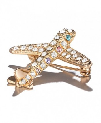 PANGRUI Delicate Crystal Rhinestone New Trendy Design Plane Brooch Pin for Girls - gold - CQ183NEKUMM