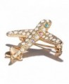 PANGRUI Delicate Crystal Rhinestone New Trendy Design Plane Brooch Pin for Girls - gold - CQ183NEKUMM