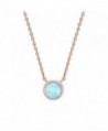 PAVOI 14K Gold Plated Round Bezel Set Pink/White/Green/Blue Created Opal Necklace 16-18" - Rose Gold - CB187H7E2D6
